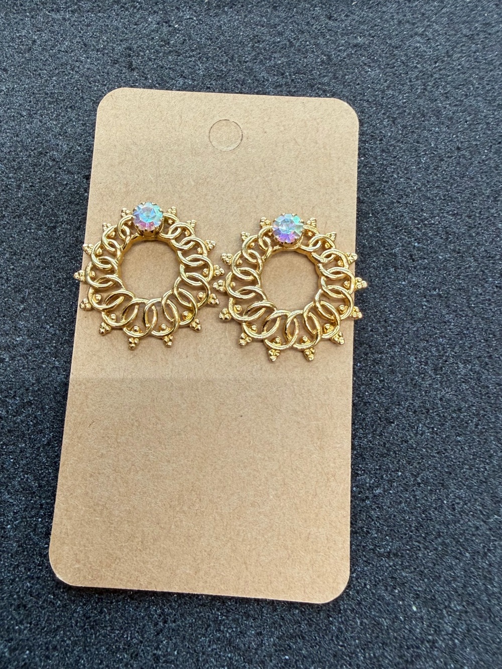 Vintage Avon Convertible Filigree Aurora Borealis Gold Tone Earrings